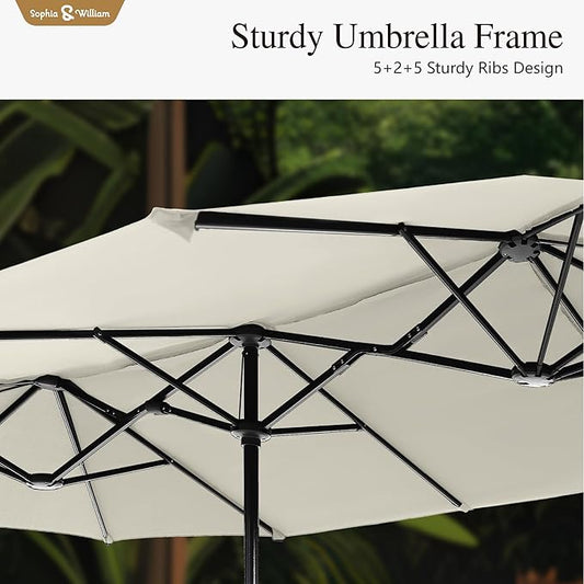 Sophia & William 13ft Outdoor Patio Umbrella for Table, Large Double-sided Umbrella for Garden, Deck, Pool, Ivory White