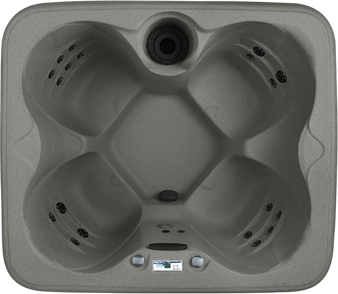 LifeSmart 4-Person Hot Tub with 13 High-Powered Jets & LED Lighting, Square, Taupe - Outdoor Spa w/ 4 Bucket Seats, Pump & Cover, 205-Gallon Water Capacity