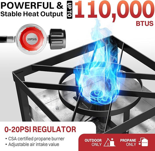 50QT Crawfish Boiler | Seafood Boiling Kit | Dustproof Cover & 12" Skimmer Included | 110,000BTU Propane Jet Burner | 0-20 PSI CSA Certified Regulator | Crab Boil Pot for Outdoor Backyard Cooking