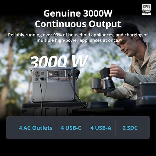 DJI Power 2000 Portable Power Station, 2048Wh LFP Battery, Compact Size, 3000W Stable Output, 0-80% Recharge in 55 Mins, Car Charging, Camping & RVs, Road Trip, Off-Grid
