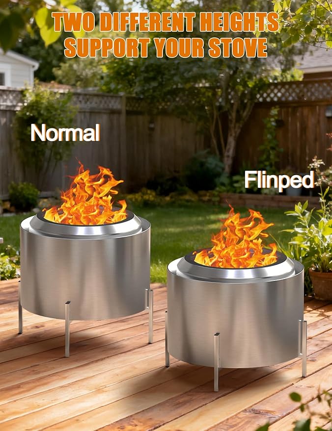 15-27 Inch Fire Pit Stand, Solo Stove Accessories, Stainless Steel Adjustable Base, Firepit Stand for Solo Stove Bonfire Ranger Yukon and More Outdoor, Great for Outside Patio Camping Backyard