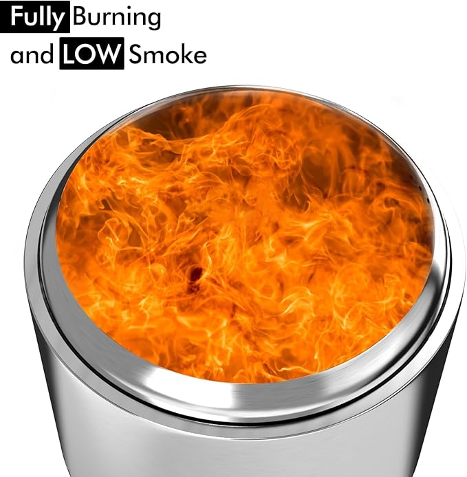 27" Smokeless Fire Pit, Portable Stainless Steel Firepit for Camping, Backyard, Beach,360° Airflow Wood Burning Outdoor Fireplace with Stand & Removable Ash Pan