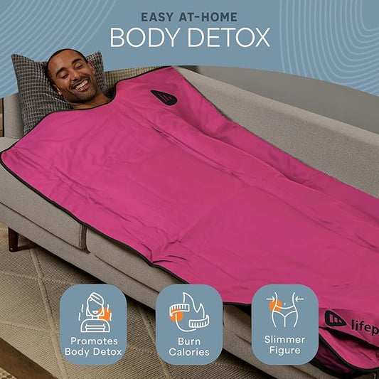 Lifepro Infrared Sauna Blanket for Detox & Relaxation – Low EMF Carbon Fiber Heating, 9 Temp Levels, 5 Colors – Portable Full Body Sauna Blanket Infrared with Waterproof Interior & Carry Bag