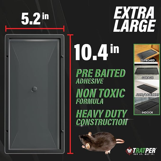 TRATPER Glue Traps for Mice,Rat,Mouse,Snake,Lizard,Insect. 20 Pack. Extra Strength,Pre-Baited Adhesive.Heavy Duty Plastic Tray.Non-Toxic,Chemical-Free Pest Control for Home. 20Pack