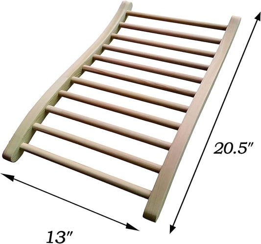LTCCDSS Sauna Backrest Canadian Hemlock Wooden | S-Shape Design - Slip-Resistant - Non-Toxic - Comfortable - Sauna Accessories Kit Apply to Barrel or Infrared Sauna (20.5 in * 13 in)