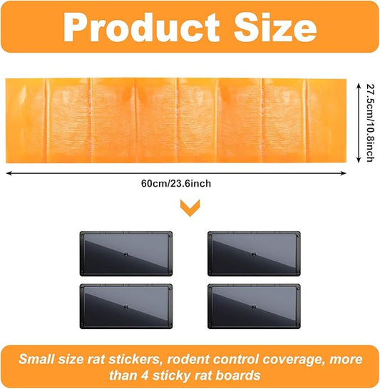Qualirey 8 Pack Large Sticky Mouse Trap 24 Inch Sticky Rat Glue Roach Indoor Pest Control for Trapping Snakes Rats Spiders Roaches in Restaurant Kitchen House Supplies (Orange)