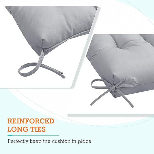 EAGLE PEAK Tufted Outdoor/Indoor High Back Patio Chair Cushion, Set of 1, 46'' x 22'', Light Gray
