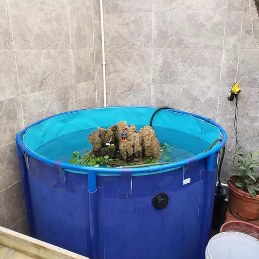 Above Ground Pond,Canvas Fish Pond Pool,PVC Fish Pond,Round Thickening Fish Pond Pool,Pool Above Ground with Durable Framed,for Fish Farming,Aquatic Products Breeding Pond 59 X31.5 in/356Gal
