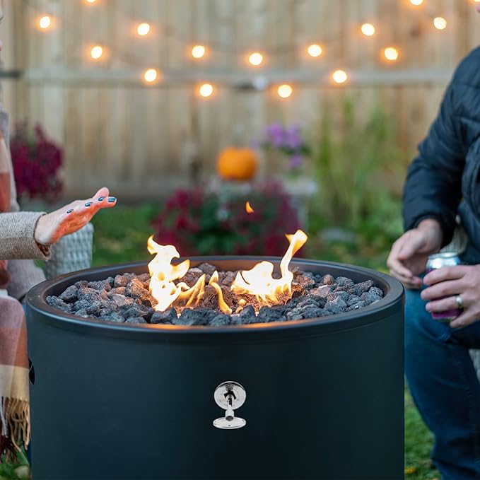 Stanbroil LP Propane Gas Fire Pit Burner Ring Installation Kit, Black Steel, 12-inch