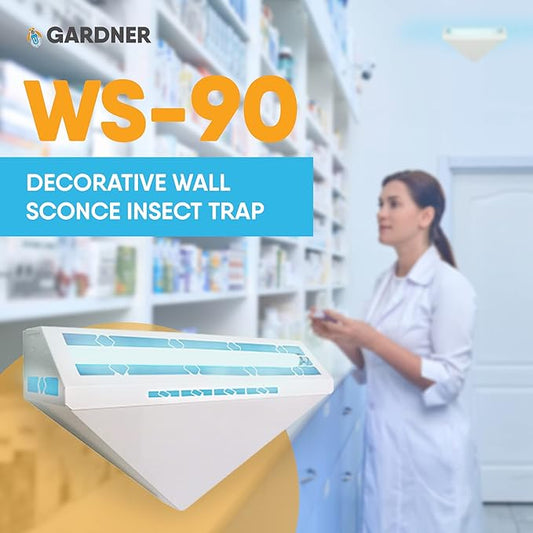 Gardner WS-90 Indoor Fly Trap, Commercial Fly Trap for Restaurants & Healthcare Facilities, Fly Light Trap, Bug Lights, Fruit Fly Light, Blue Light Fly Trap, Fly Light Trap Indoor Plug in (White)