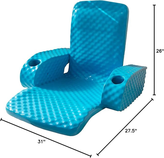 TRC Recreation Folding Baja Chair Foam Swimming Pool Float, Portable Super Soft Floating Lounger with 2 Cup Holders for Beach Essentials, Pink