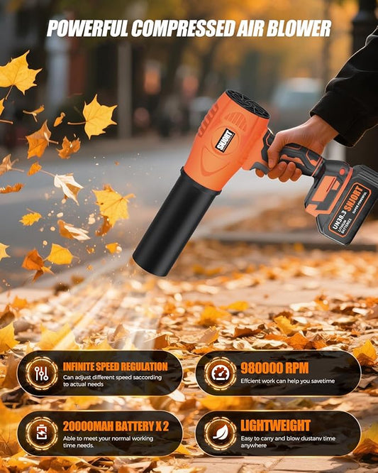 Leaf Blower Cordless with Battery and Charger, 980,000 RPM, Extended Nozzle, Blower for Patio Cleaning,Blowing Leaves and Dust,Birthday Gifts for Men Dad Husband (Persian Orange)