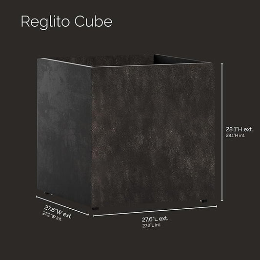 Reglito Cube Planter - 27.6 in x 27.6 in x 28.1 in - Brown Stone