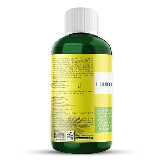 Organic Premium Kelp Seaweed Fertilizer: All-in-One Citrus Tree Fertilizer for Meyer Lemon, Lime, and Other Fruiting Trees - Liquid Plant Food for Potted & Outdoor Citrus Trees (32 OZ)