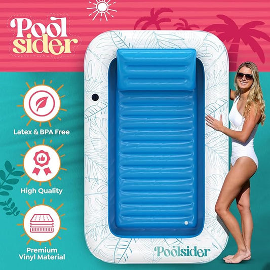 Premium Inflatable Tanning Pool Lounger | Large Inflatable Tanning Bed for Adults - 4 in 1 Multipurpose Suntan Tub | Pool Floats Adults, Inflatable Pool Float | Tanning Float - Sunbathing Pool Raft