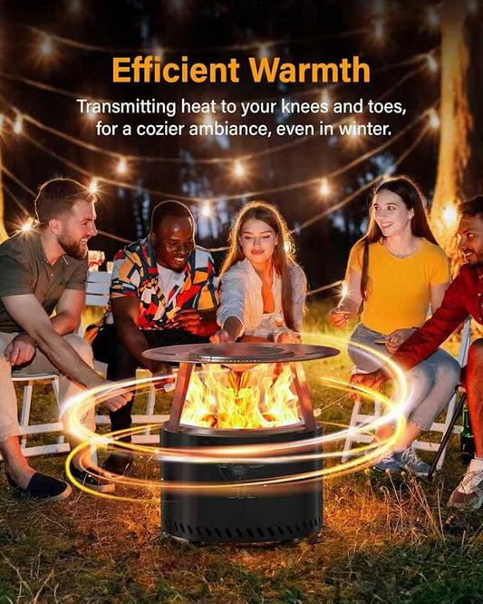 YEFU Smokeless Firepit for Outdoor Portable: 19 Inch Fire Pit with Removable Ash Pan - Outdoor Fire Pit for Wood Burning - Smokeless Firepit with 304 Stainless Steel for Patio Camping Backyard