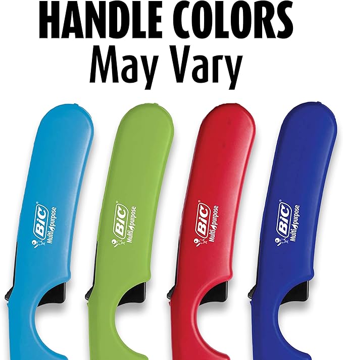 BIC Multi-Purpose Lighters, Reliable and Safe Candle Lighter, Assorted Colors, 4-Pack (Colors May Vary)