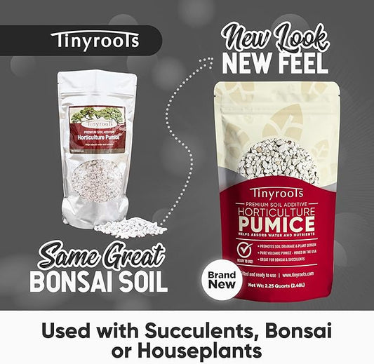 Bonsai Outlet Horticultural Pumice for Plants - Tinyroots Succulents, Cactus, Bonsai Plants - 100% Pure Bonsai Pumice Rocks, 1/4 inch Soil Additive, 2 Quarts
