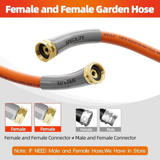 SPECILITE Garden Water Hose 3 ft x 5/8 in with Female to Female Connector, Small Leader Hose for Hose Reel, Heavy Duty, Flexible & Lightweight, Water Pipe, Outdoor Water Hose Extension Adapter