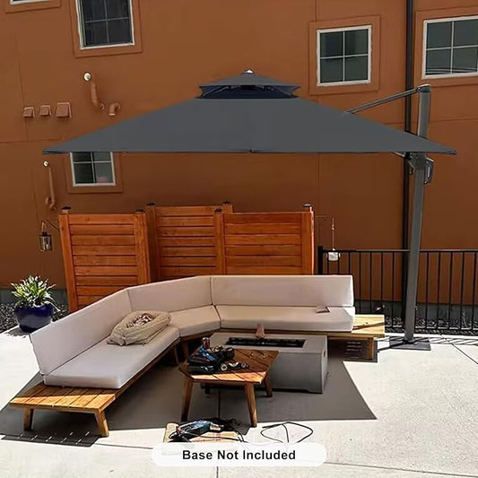 PURPLE LEAF 10ft Umbrella Outdoor Patio Square Umbrella Large Cantilever Umbrellas Windproof Heavy Duty Hanging Offset Umbrellas for Garden Deck Pool Patio, Graphite Grey