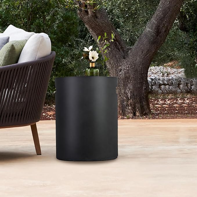 Afterglow 16" Propane Tank Cover Table, Round Tank Container Fits Standard 20 lbs Propane Tank Outdoor Gas Tank, Deck Backyard Patio, Black