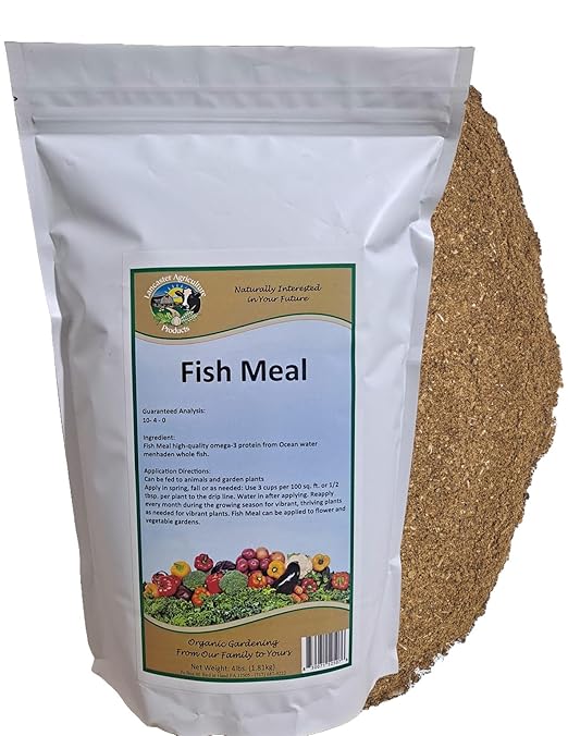 Fish Meal Fertilizer 4 Pounds for Vegetable Gardens, Flower Beds, Outdoor Plants, Trees & Shrubs - Ideal Nutrient-Rich Blend for Healthy Growth & Vibrant Blooms - Lancaster Agriculture Products