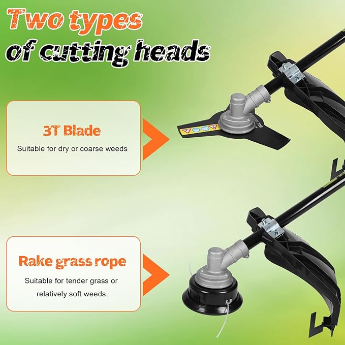 52CC Gas Powered Lawn Mower & Weed Trimmer for Large Yards, High-Power Engine, Easy Start, Durable Brush Cutter, DIY Yard Maintenance, All-Season Use