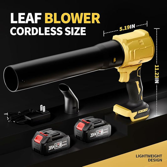Leaf Blower Cordless & Battery and Charger, 980,000 RPM, Extended Nozzle, Lightweight Handheld, Blower for Patio Cleaning, Car Blowing Water, Blowing Leaves and Dust, Gifts for Men Dad Husband Yellow