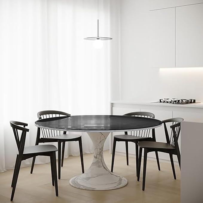 Royalty 60" Inch Round Tempered Glass Table Top – Clear Table Top Glass – Useful for Replacement, Tabletop Protector, Patio, Dining, Coffee, Desks - 1/4" Black Polished Edge