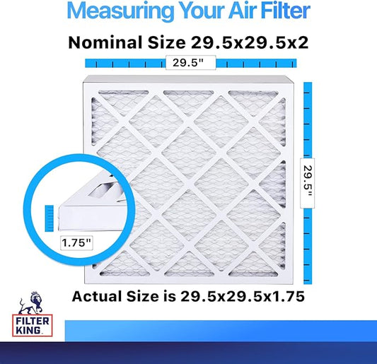 Filter King 29.5x29.5x2 Air Filter | 4-PACK | MERV 8 HVAC Pleated A/C Furnace Filters | MADE IN USA | Actual Size: 29.5 x 29.5 x 1.75"