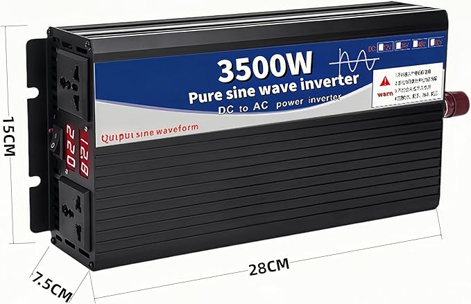 3500 Watt Power Inverter 12V DC to 110V AC Converter, RV Inverter, LED Display with 2 AC Outlets Dual Fans Radiating, for RV, Camp and Home, Electric Tool Pure Sine Wave Inverter (110V, 3500W 12V)
