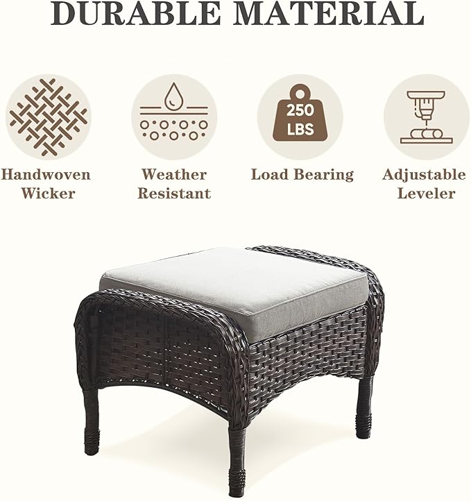 Belord 6 Piece Patio Conversation Sets - Wicker Patio Furniture Sets with Outdoor Swivel Rocker Chairs, Glider Loveseat Perfect for Patio Deck Backyard, Brown Wicker Grey Cushion