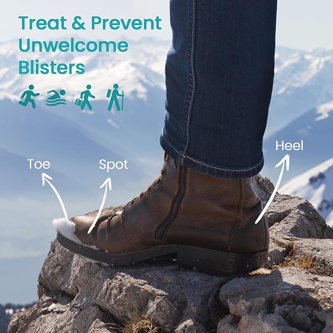 Blister Bandages Blister Pads - 28 ct Blister Cushions - Water Resistant Hydrocolloid Bandages for Foot, Toe, Heel - Gel Blister Bandages for Prevention & Recovery, Heel Pack