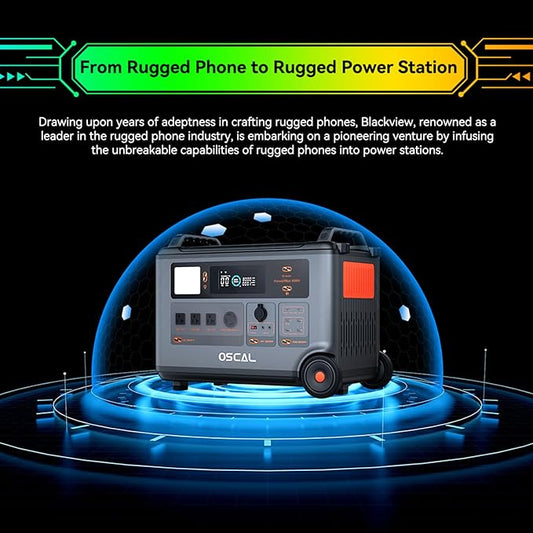 OSCAL 6000W(9000W Peak) Portable Solar Power Station with 5 * 200W Solar Panels, 3600Wh LiFePO4 Battery with 3600Wh Expansion Battery Pack, 2400W Solar Charging Generator for Camping, Home, Emergency