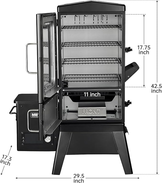 Electric Smoker with Cover & Meat Probe, Vertical 4-Rack Pellet BBQ Smoker Grill, 616 sq in Cooking Space, Digital LED Control for Outdoor Smoking Ribs, Brisket, Chicken & Sausage