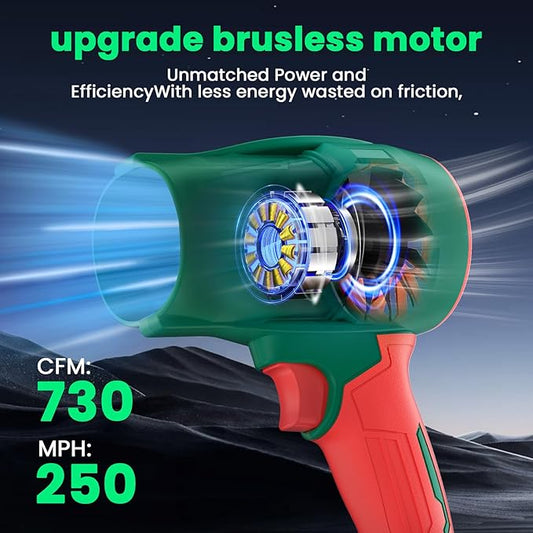 Cordless Leaf Blower with 2×4.0Ah Batteries and Charger, 980,000 RPM, Lightweight Handheld Design, 21V Powerful Blower with Adjustable Speed for Patio, Lawn Cleaning