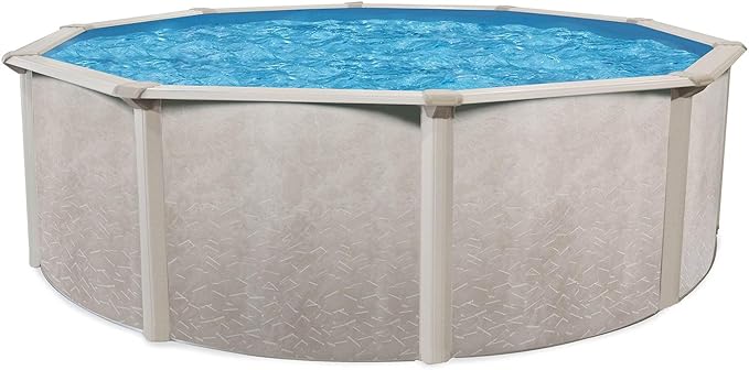 Aquarian Above Ground Swimming Pool, Phoenix Steel-Frame, Round, 21' x 52", Tan - Large Heavy-Duty Outdoor Family Pool for Backyard, Patio, and Yard