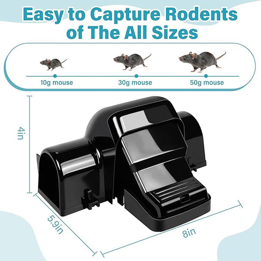 4 Pack Powerful Rat Traps with Dual Tunnels Design, Quick Humane Kill Mouse Snap Trap Safe for Pet & Kids, Reusable Chipmunk Rats Traps for Outdoor Indoor Garden Basement Yard, Easy to Set