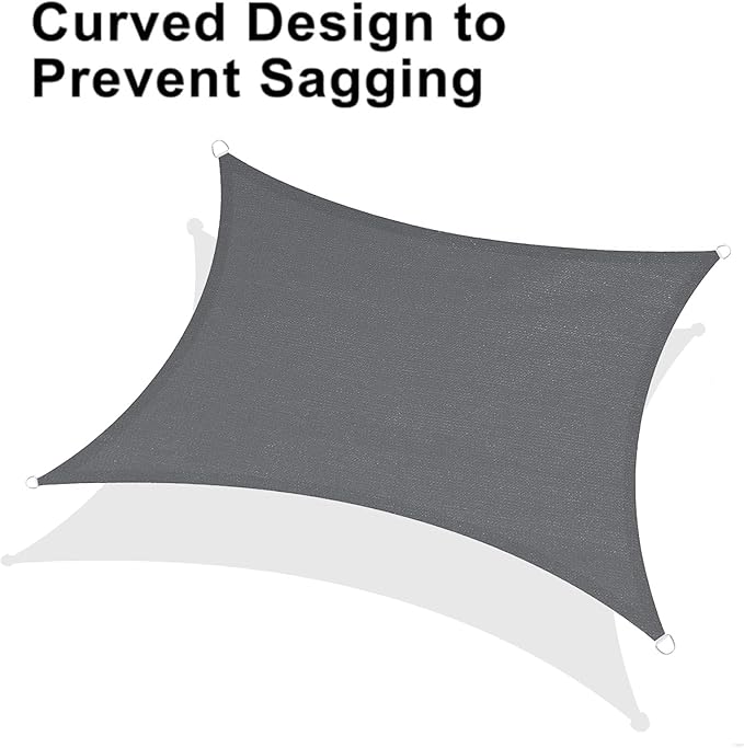 LOVE STORY Custom Size 7'x8' Dark Grey Sun Shade Sail Rectangle UV Block Canopy Patio Sail Sunshades Fabric for Outdoor Garden Carport (We Make Custom Size)