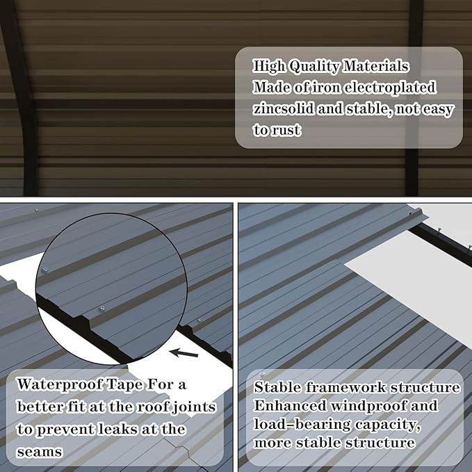 20x40 ft Metal Carport for Outdoor Garages Steel Heavy Duty Portable Garage with Large Tall Carports Canopy for Snow, Car Ports with Galvanized Steel Roof & Frame - Grey