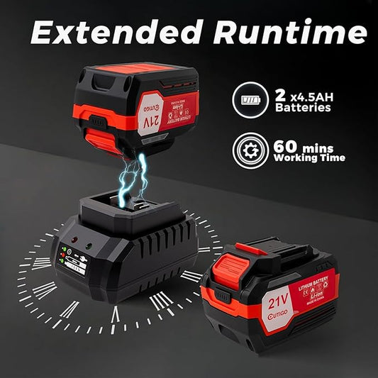 Cordless Leaf Blower with 2 * 21V 4.5Ah Batteries and 2 Tubes, Powerful Lightweight Handheld Garden Leaf Blower, Suitable for Dust Removal, Snow Removal, Yard and Homework