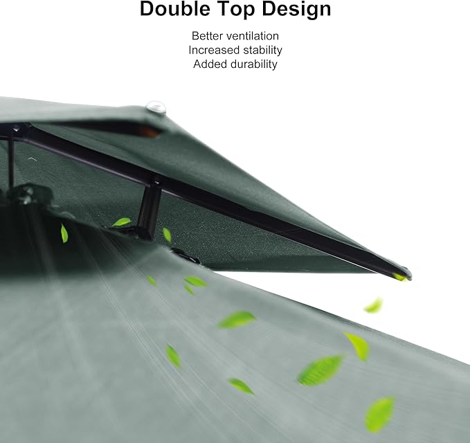 PURPLE LEAF 10' X 13' Double Top Cantilever Patio Umbrella Deluxe Large Outdoor Umbrella Rectangle Offset Umbrella with Fade Resistance for Garden Deck Pool Patio, Mint Green
