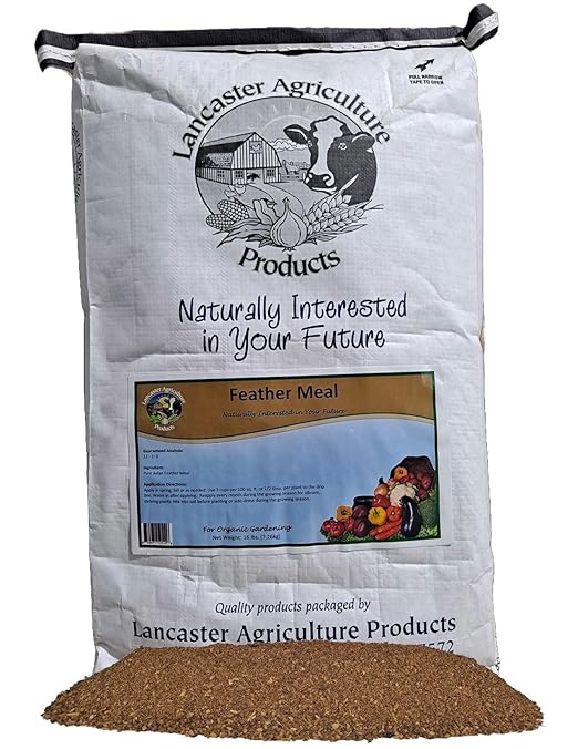Feather Meal Fertilizer 16 Pounds for Gardens, Containers, Trees, Shrubs, Row Crops, Perfect for Corn, Tomatoes, Fall Harvested Vegetables - Lancaster Agriculture Products