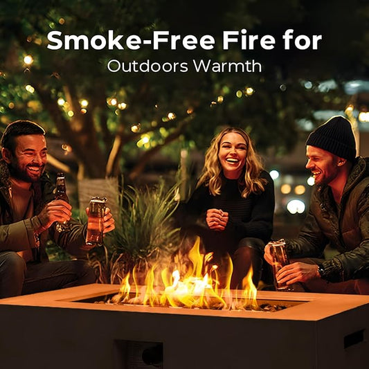 42 Inch Outdoor Propane Fire Pit Table, Modern Gas Fire Pits for Outside Patio, CSA Certified Ignition Systems Firepit, 50,000 BTU Rectangule Fire Table for Garden Backyard Deck