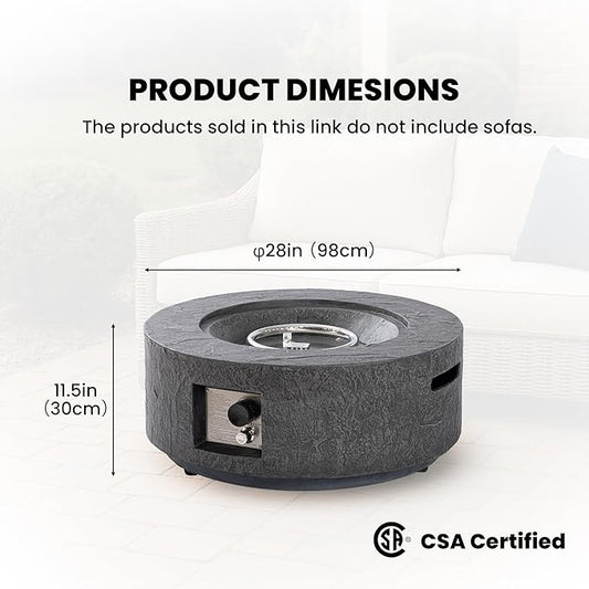 SUNBURY Outdoor Propane Fire Pit Table, 28 Inch 50000 BTU Propane FirePit Table with Auto-Ignition, Wind Guard, Propane Tank Cover, Weatherproof for Patio, Backyard, Deck