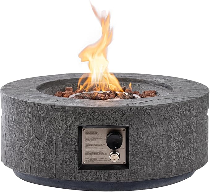SUNBURY Outdoor Fire Table 28 Inch, 50000 BTU Propane Fire Pit Table with Auto-Ignition, Weatherproof Gas Fire Pit for Patio, Backyard, Deck - Modern Design Multi-Functional Fire Table