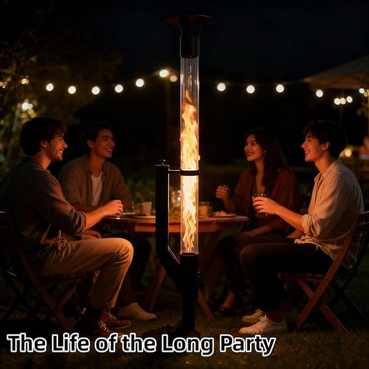 Outdoor Pellet Heater with Exclusive Rain Cap, All-Weather Patio Heater for Garden, Backyard, Party, Matte Black