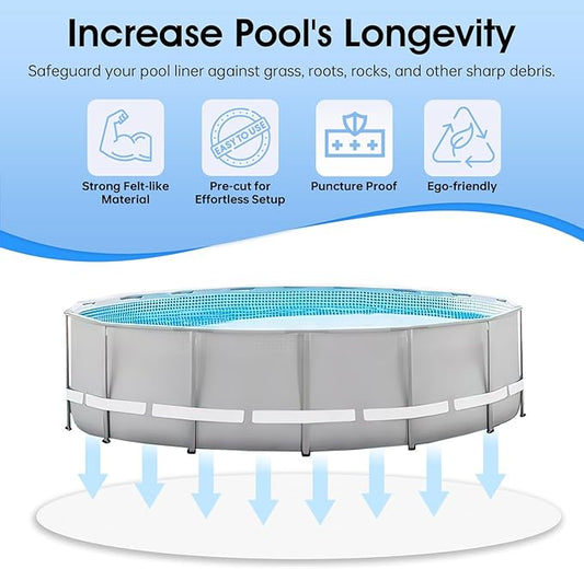 15 Feet Round Pool Liner Pad for Above Ground Pool, Durable Geotextile Material, Liner Pads for Puncture Resistent, Extend Liner's Life, White