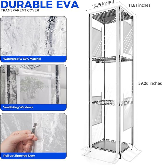 Barrina CX83Z Indoor Greenhouse with Grow Light, 4-Tier Corner Plant Stand, 30W Full Spectrum Growing Light Panels, Mini Greenhouse with Tent for Seed Starting, 3/6/12h Timer, 15.7 x 11.8 x 59.1IN