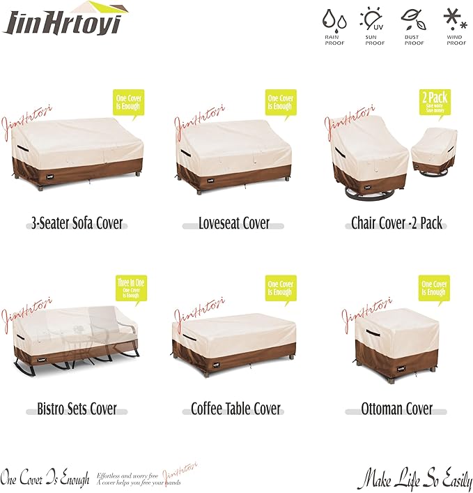 Square Patio Table Cover 40 Inch,100% Waterproof 600D Heavy Duty Outdoor Table Cover,Square Patio Dining Table Covers for Outdoor Furniture,40"Wx 40"D x 23"H,Beige&Brown